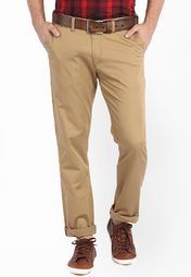 Highlander Solid Khaki Chinos Men