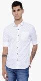 Highlander White Printed Slim Fit Casual Shirt Men