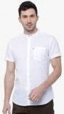 Highlander White Solid Slim Fit Casual Shirt Men