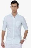 Highlander White Striped Slim Fit Casual Shirt Men