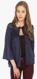 Honey & B Navy Blue Solid Shrug Women