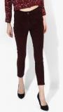 Honey By Pantaloons Wine Solid Slim Fit Chinos women