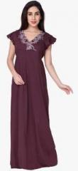 Honey Dew Maroon Solid Sleepwear women