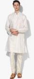 House Of Pataudi Beige & Black Striped Straight Kurta Men