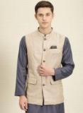 House Of Pataudi Beige Solid Nehru Jacket Men