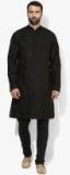 House Of Pataudi Black Solid Kurta With Pyjamas Men