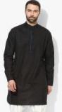 House Of Pataudi Black Solid Straight Kurta Men