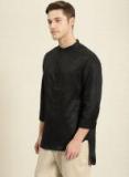 House Of Pataudi Black Woven Design Straight Kurta Men