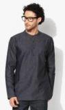 House Of Pataudi Charcoal Grey Solid Straight Kurta Men