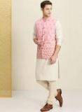 House Of Pataudi Cream Coloured Solid Straight Kurta Men