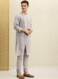 House Of Pataudi Grey Self Design Kurta With Churidar Men