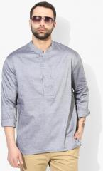 House Of Pataudi Grey Solid Straight Kurta men