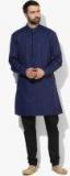 House Of Pataudi Navy Blue Solid Straight Kurta Men