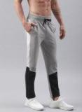 Hrx By Hrithik Roshan Grey & Green Colourblocked Track Pants Men