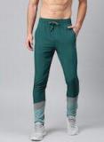 HRX By Hrithik Roshan Men Teal Green & Grey Colourblocked Track Pants