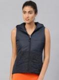 Hrx By Hrithik Roshan Navy Blue Self Pattern Winter Jacket Women