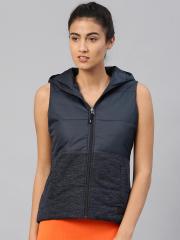 Hrx By Hrithik Roshan Navy Blue Self Pattern Winter Jacket women