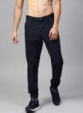 Hrx By Hrithik Roshan Navy Blue Solid Lifestyle Cotton Stretch Joggers Men