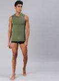 Hrx By Hrithik Roshan Olive Green Solid Muscle Innervest Men