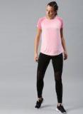 Hrx By Hrithik Roshan Pink Solid Round Neck T Shirt Women