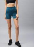 Hrx By Hrithik Roshan Teal Blue Rapid Dry Active Shorts Women