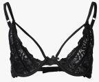 Hunkemoller Black Self Design Under Wired Non Padded Sheer Bra Women