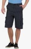 Hypernation Black Checked Regular Fit Cargo Shorts men