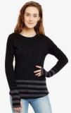 Hypernation Black Striped T Shirt Women