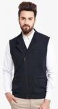 Hypernation Blue Solid Waistcoat men