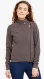 Hypernation Grey Solid Winter Jacket Women