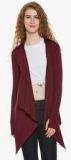 Hypernation Maroon Solid Shrug Women