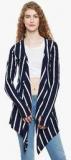 Hypernation Navy Blue Striped Shrug Women