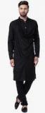 I Know Black Solid Straight Kurta Men