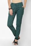 I Know Green Printed Trousers Women