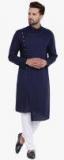 I Know Navy Blue Solid Kurta men