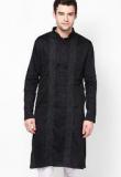 I Know Solid Black Kurta Men