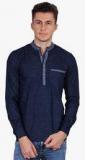 I-voc Navy Blue Printed Kurta Men