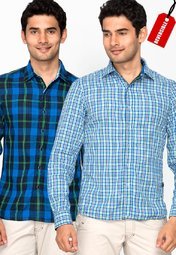 Identiti Checks Blue Casual Shirt Men