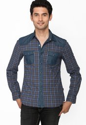 Identiti Checks Brown Casual Shirt Men