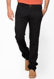 Identiti Solid Black Chinos Men