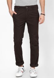 Identiti Solid Coffee Casual Trouser Men