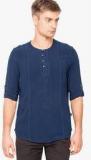 Identiti Solid Navy Blue Kurta Men