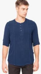 Identiti Solid Navy Blue Kurta men