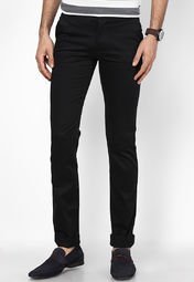 Im Young Solid Black Chinos Men