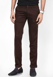 Im Young Solid Brown Chinos Men