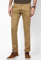 Im Young Solid Camel Chinos Men