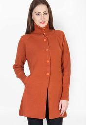 Imagination Orange Solid Winter Jacket Women