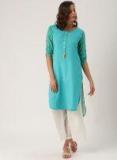 Imara Aqua Blue Solid Kurta Women