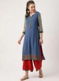 Imara Blue & Red Printed Kurta With Palazzos Women