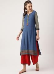 Imara Blue & Red Printed Kurta with Palazzos women